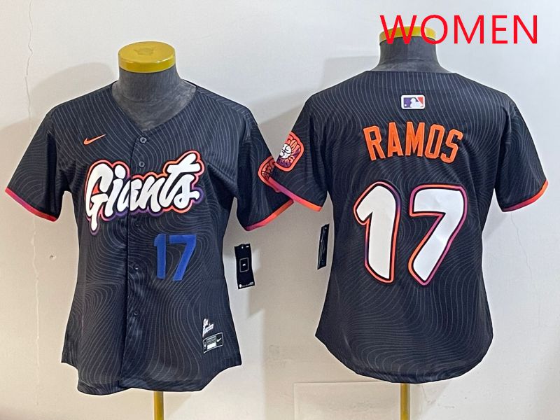 Women San Francisco Giants 17 Ramos Black Joint Name 2025 Nike MLB Jersey style 3